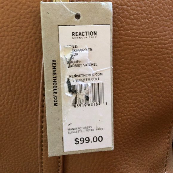 Kenneth Cole Reaction Leather Shoulder Tote Bag Purse Handbag Messenger Satchel - Picture 2 of 4
